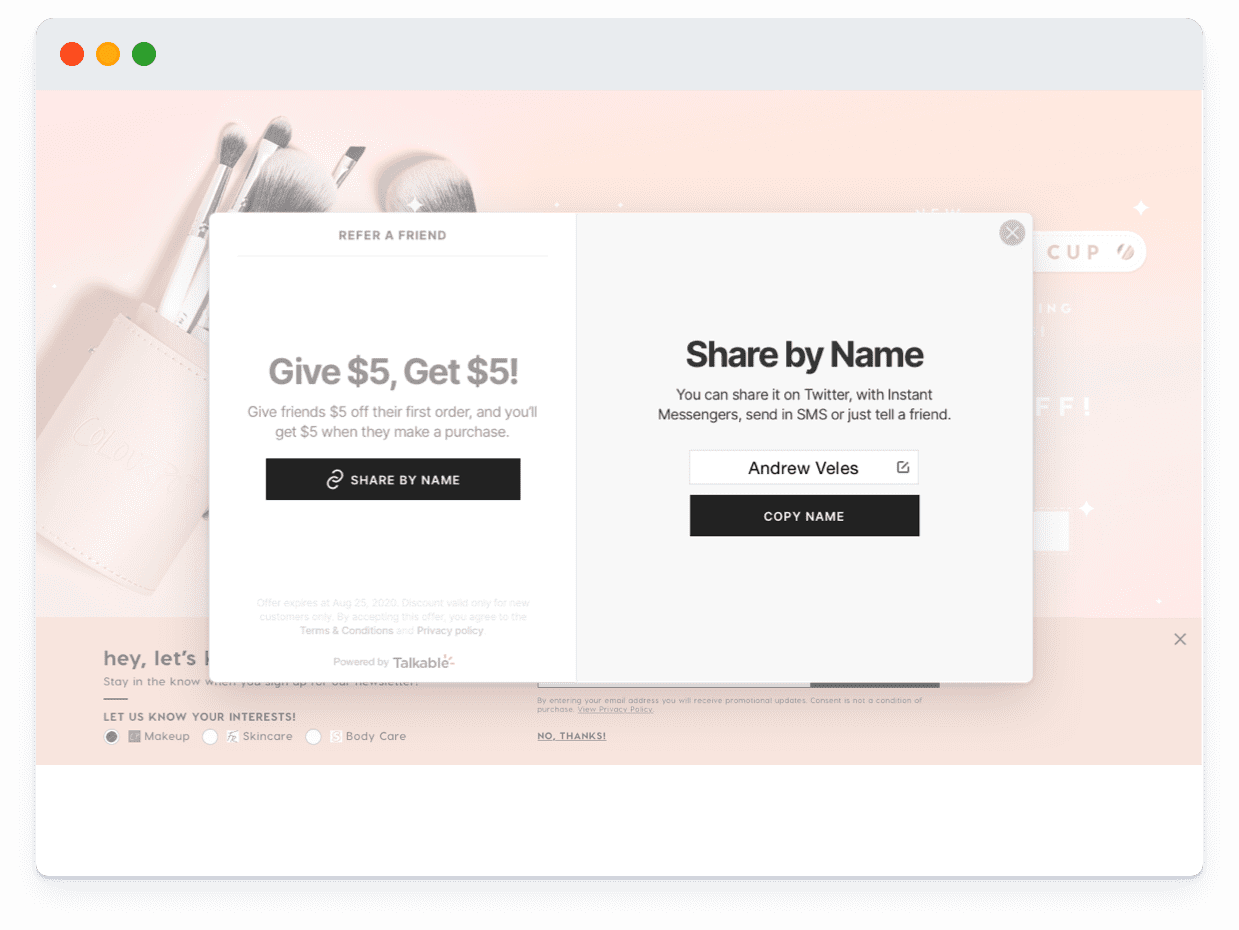 name sharing referral marketing