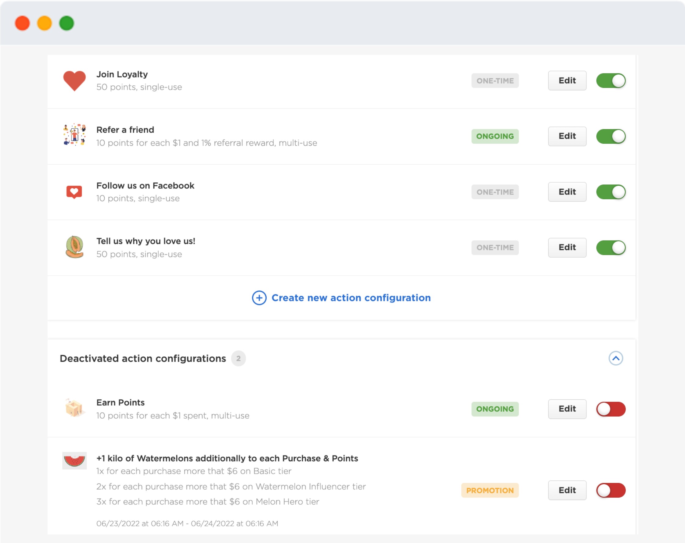 v11.6 CATEGORIZE AND DEACTIVATE LOYALTY ACTIONS