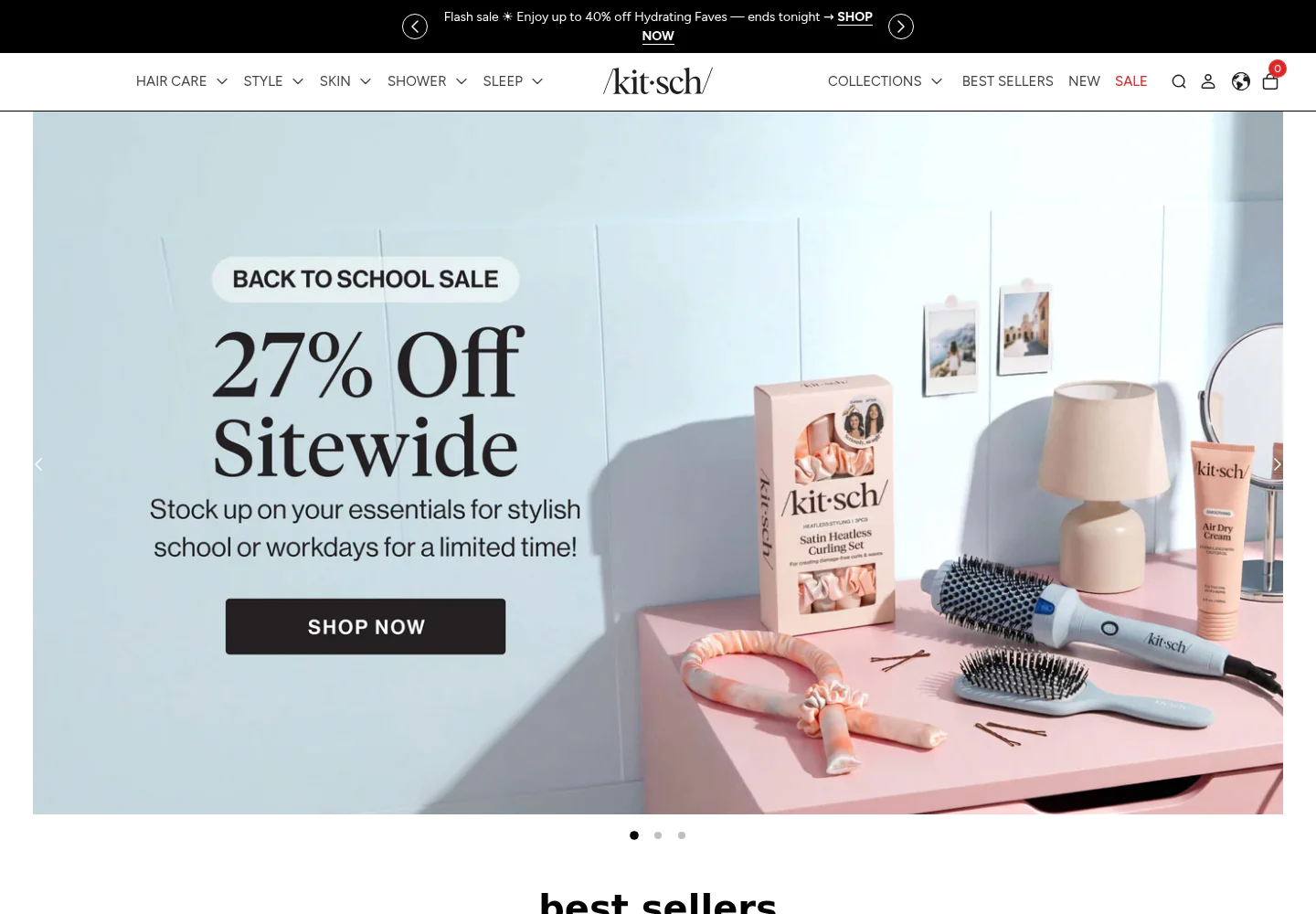 Screenshot of the KITSCH Shopify storefront
