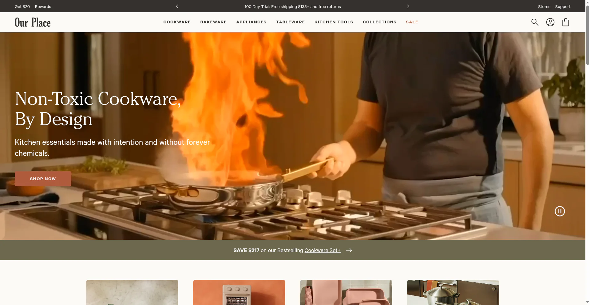 Screenshot of the Our Place Shopify storefront