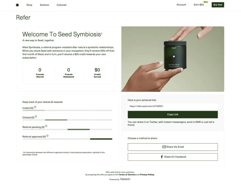 Seed referral program