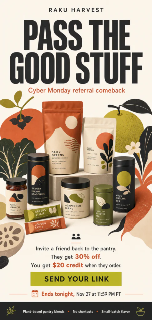 Fictional BFCM email: Cyber Monday share